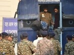 The NIA produced accused, Mohammad Shoaib, in Red Fort blast case at Patiala House Court in New Delhi on Wednesday. (HT photo)