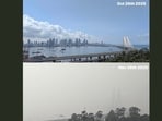 The post features two images taken exactly a month apart, October 26 and November 26, from the same Bandra viewpoint.