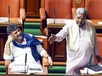 Karnataka deputy CM DK Shivakumar (L) with CM Siddaramaiah