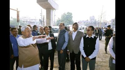 Bihar chief minister Nitish Kumar inspects Mithapur Mehuli-Punpun Path and Mithapur to Chiraiyatand flyover at Mithapur in Patna, on Thursday (Santosh Kumar/HT) Bihar chief minister Nitish Kumar inspects Mithapur Mehuli-Punpun Path and Mithapur to Chiraiyatand flyover at Mithapur in Patna, on Thursday (Santosh Kumar/HT)