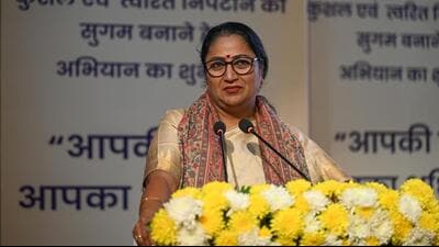 CM Rekha Gupta during the launch of Aapki Punji Aapka Adhikar campaign at Ambedkar International Center on Thursday. (Sanchit Khanna/HT photo) CM Rekha Gupta during the launch of Aapki Punji Aapka Adhikar campaign at Ambedkar International Center on Thursday. (Sanchit Khanna/HT photo)
