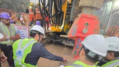 During the work on Thursday. (HT Photo)