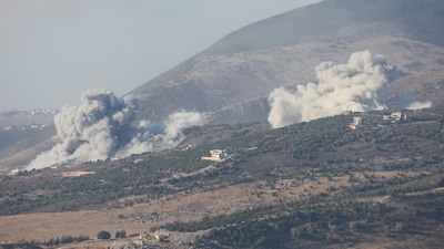 Smoke billows from different locations in southern Lebanon as seen from Marjayoun near the Israeli-Lebanese border, Lebanon, November 27, 2025. (Karamallah Daher/Reuters Photo)