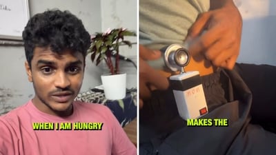 The Mangaluru man who created a hunger detection device that orders food for him. (Instagram/@zikiguy) The Mangaluru man who created a hunger detection device that orders food for him. (Instagram/@zikiguy)