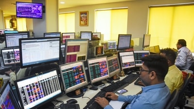Brokers track market trends as Sensex and Nifty extend gains, in Kolkata on Thursday. (ANI) Brokers track market trends as Sensex and Nifty extend gains, in Kolkata on Thursday. (ANI)