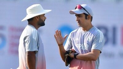 Gautam Gambhir and Rishabh Pant at the ACA Stadium. (PTI) Gautam Gambhir and Rishabh Pant at the ACA Stadium. (PTI)