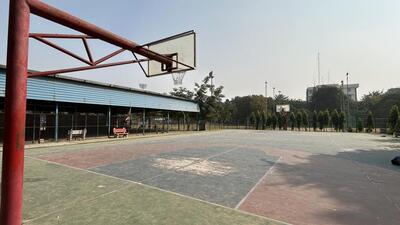 Rough patches seen on the basketball court at Nehru Stadium in Gurugram on Thursday. (Parveen Kumar/HT) Rough patches seen on the basketball court at Nehru Stadium in Gurugram on Thursday. (Parveen Kumar/HT)