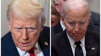 Trump (L) blamed Biden admin's 'infamous flights' for the shooting near White House on Wednesday (AP and Reuters) Trump (L) blamed Biden admin's 'infamous flights' for the shooting near White House on Wednesday (AP and Reuters)