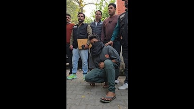 The accused in police custody. (HT Photo) The accused in police custody. (HT Photo)