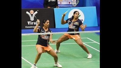 Treesa Jolly and Gayatri Gopichand in action in Lucknow (Sourced) Treesa Jolly and Gayatri Gopichand in action in Lucknow (Sourced)