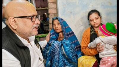 UP Congress chief Ajay Rai at the house of SIR supervisor Sudhir Kumar in Fatehpur. (Sourced) UP Congress chief Ajay Rai at the house of SIR supervisor Sudhir Kumar in Fatehpur. (Sourced)