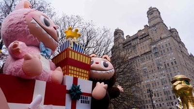 A view of Labubu and the Friends-giving in POP CITY theme float during Macy's Thanksgiving Parade 2025 (Getty Images via AFP) A view of Labubu and the Friends-giving in POP CITY theme float during Macy's Thanksgiving Parade 2025 (Getty Images via AFP)