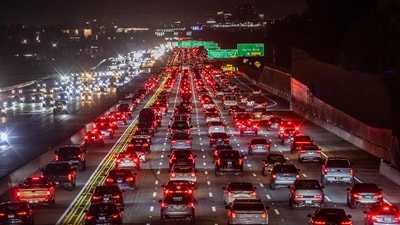 Thanksgiving travel is projected to hit a record 81.8 million Americans, leading to severe traffic congestion, especially in Los Angeles. (Photo by Apu Gomes / GETTY IMAGES NORTH AMERICA / Getty Images via AFP) (Getty Images via AFP) Thanksgiving travel is projected to hit a record 81.8 million Americans, leading to severe traffic congestion, especially in Los Angeles. (Photo by Apu Gomes / GETTY IMAGES NORTH AMERICA / Getty Images via AFP) (Getty Images via AFP)
