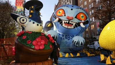 KPop Demon Hunters balloons are prepared on the eve of the Macy's Thanksgiving Day Parade 2025 on Manhattan's upper west side in New York City, U.S., November 26, 2025 (REUTERS)
