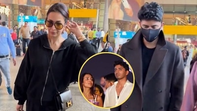 Malaika Arora and Harsh Mehta were papped at Mumbai airport on Wednesday. They went in the same car but walked seperately. (Inset) During the Enrique Iglesias concert Malaika Arora and Harsh Mehta were papped at Mumbai airport on Wednesday. They went in the same car but walked seperately. (Inset) During the Enrique Iglesias concert