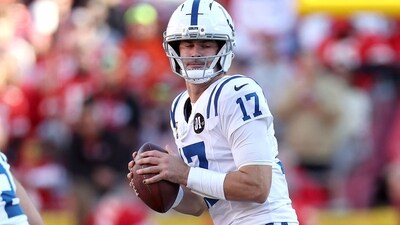 Quarterback Daniel Jones of the Indianapolis Colts has suffered a fibula fracture. (Getty Images via AFP) Quarterback Daniel Jones of the Indianapolis Colts has suffered a fibula fracture. (Getty Images via AFP)