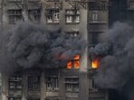 Hong Kong tower fire: The fire spread rapidly after construction netting and bamboo scaffolding surrounding the estate caught fire. Hong Kong tower fire: The fire spread rapidly after construction netting and bamboo scaffolding surrounding the estate caught fire.