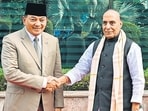 Defence minister Rajnath Singh with his Indonesian counterpart, Sjafrie Sjamsoeddin before the third India-Indonesia Defence Ministers’ Dialogue in New Delhi on November 27. (AFP) Defence minister Rajnath Singh with his Indonesian counterpart, Sjafrie Sjamsoeddin before the third India-Indonesia Defence Ministers’ Dialogue in New Delhi on November 27. (AFP)