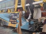 The bus was travelling from Delhi to Indore. (HT sourced photo)