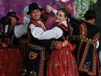 Members of the 'Pooniny' student song and dance ensemble in Rzeszow, Poland, Aug. 24. Members of the 'Pooniny' student song and dance ensemble in Rzeszow, Poland, Aug. 24.