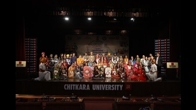 Chitkara University students during a performance at the pre-Republic Day Camp. (HT Photo)