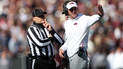 Head coach Lane Kiffin of the Mississippi Rebels reacts during the first half against the Mississippi State Bulldogs at Davis Wade Stadium (Photo by Justin Ford / GETTY IMAGES NORTH AMERICA / Getty Images via AFP) (Getty Images via AFP) Head coach Lane Kiffin of the Mississippi Rebels reacts during the first half against the Mississippi State Bulldogs at Davis Wade Stadium (Photo by Justin Ford / GETTY IMAGES NORTH AMERICA / Getty Images via AFP) (Getty Images via AFP)