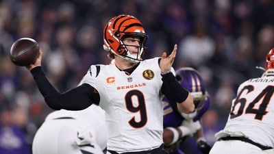 Joe Burrow #9 of the Cincinnati Bengals passes the ball against the Baltimore Ravens during the first quarter (Getty Images via AFP) Joe Burrow #9 of the Cincinnati Bengals passes the ball against the Baltimore Ravens during the first quarter (Getty Images via AFP)