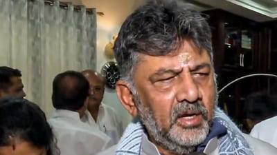 Karnataka Deputy Chief Minister DK Shivakumar speaks to media regarding the ongoing leadership issue in the state, in Bengaluru. (PTI) Karnataka Deputy Chief Minister DK Shivakumar speaks to media regarding the ongoing leadership issue in the state, in Bengaluru. (PTI)