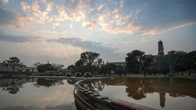 Gram it: Is it AI-generated Delhi or the smog is actually gone? Well, this image capturing the clouds and surrounding buildings, reflected in a water body, during sunset at the the Vijay Chowk near Central Secretariat is sure to make one believe that air pollution has reduced. A day after the Commission for Air Quality Management (CAQM) in NCR lifted Stage-3 restrictions of the Graded Response Action Plan (GRAP), Delhi’s air quality worsened on Thursday, hitting the upper-end of the 'very poor' category. (Photo: Salman Ali/PTI)