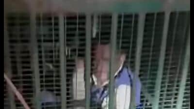 Pradeep remained trapped nearly for two hours inside a cage placed to capture a leopard in Uttar Pradesh’s Bahraich district. (Sourced) Pradeep remained trapped nearly for two hours inside a cage placed to capture a leopard in Uttar Pradesh’s Bahraich district. (Sourced)
