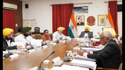 Punjab chief minister Bhagwant Mann chairing the cabinet meeting on Friday. (HT Photo) Punjab chief minister Bhagwant Mann chairing the cabinet meeting on Friday. (HT Photo)