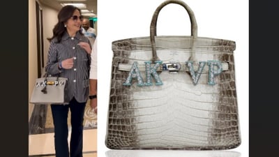 Nita Ambani commissions Shloka Mehta's cousin to design bespoke AKPV charms for her Hermes bag. (Instagram/ohmygashna) Nita Ambani commissions Shloka Mehta's cousin to design bespoke AKPV charms for her Hermes bag. (Instagram/ohmygashna)