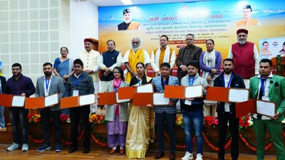 New UKPSC recruits join Uttarakhand’s economics, agriculture, horticulture and women–child development departments after receiving appointment letters from Chief Minister Pushkar Singh Dhami in Dehradun.