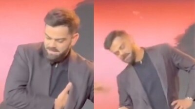 Virat Kohli was unable to control his laughter. (Screengrabs - X) Virat Kohli was unable to control his laughter. (Screengrabs - X)