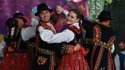 Members of the 'Pooniny' student song and dance ensemble in Rzeszow, Poland, Aug. 24. Members of the 'Pooniny' student song and dance ensemble in Rzeszow, Poland, Aug. 24.