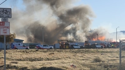 Lancaster fire seen from a distance. (Facebook/Big Rich news) Lancaster fire seen from a distance. (Facebook/Big Rich news)