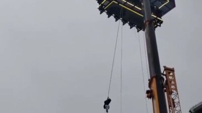 The group remained stuck for more than two hours before fire and rescue personnel reached the spot around 4 pm. (ANI) The group remained stuck for more than two hours before fire and rescue personnel reached the spot around 4 pm. (ANI)