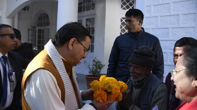 Uttarakhand Chief Minister Pushkar Singh Dhami interacts with residents during a public grievance meeting at the Administrative Academy in Nainital on Thursday. Uttarakhand Chief Minister Pushkar Singh Dhami interacts with residents during a public grievance meeting at the Administrative Academy in Nainital on Thursday.