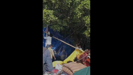 On Friday, protesters were seen dismantling the tents they had set up at the agitation site. (HT)