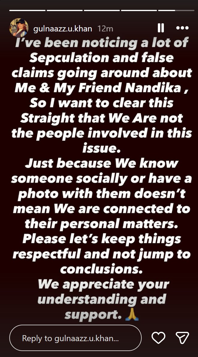 Gulnaaz's Instagram story Gulnaaz's Instagram story