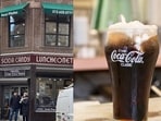 Lexington Candy Shop (L) in New York City, and a Coke float from the eatery (R).
