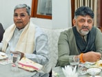 Karnataka Chief Minister Siddaramaiah (L) and deputy CM DK Shivakumar during a breakfast meeting at the former's residence in Bengaluru on Saturday. Karnataka Chief Minister Siddaramaiah (L) and deputy CM DK Shivakumar during a breakfast meeting at the former's residence in Bengaluru on Saturday.