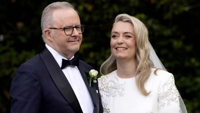 The ceremony took place more than a year after Albanese proposed on Valentine’s Day 2024, when he said he had found a partner “who I want to spend the rest of my life with”. (AFP) The ceremony took place more than a year after Albanese proposed on Valentine’s Day 2024, when he said he had found a partner “who I want to spend the rest of my life with”. (AFP)