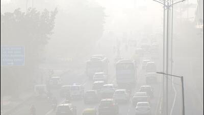 By 10 am, the 24-hour rolling average AQI for Delhi was 329, categorised as “very poor,” down from the 24-hour average AQI of 369 on Friday evening. (PTI) By 10 am, the 24-hour rolling average AQI for Delhi was 329, categorised as “very poor,” down from the 24-hour average AQI of 369 on Friday evening. (PTI)