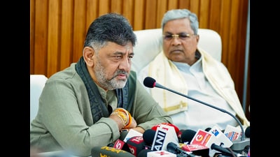 DK Shivakumar and Siddaramaiah at the post-breakfast press conference on Saturday. (ANI) DK Shivakumar and Siddaramaiah at the post-breakfast press conference on Saturday. (ANI)