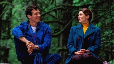 Callum Turner and Elizabeth Olsen in a still from Eternity