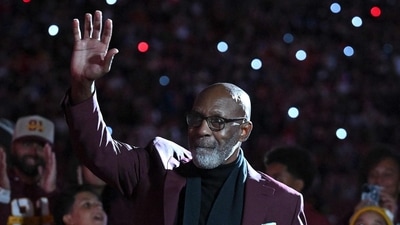 Former Washington Commanders receiver Art Monk has his number 81 retired during halftime against the Seattle Seahawks. (Getty Images via AFP) Former Washington Commanders receiver Art Monk has his number 81 retired during halftime against the Seattle Seahawks. (Getty Images via AFP)