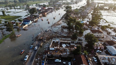Sri Lankan President Anura Kumara Dissanayake has imposed a nationwide emergency as the island grapples with severe flooding and widespread damage, according to news agency PTI. Meteorologists confirmed that Cyclone Ditwah moved out of Sri Lankan territory on Saturday after battering the country’s infrastructure, and is now advancing toward the Indian coastline. Meanwhile, the Indian High Commission in Colombo has opened an Emergency Help Desk at Bandaranaike International Airport to assist Indian citizens affected by the storm, said a report by ANI. (Photo: X/@BuzzFlare) Sri Lankan President Anura Kumara Dissanayake has imposed a nationwide emergency as the island grapples with severe flooding and widespread damage, according to news agency PTI. Meteorologists confirmed that Cyclone Ditwah moved out of Sri Lankan territory on Saturday after battering the country’s infrastructure, and is now advancing toward the Indian coastline. Meanwhile, the Indian High Commission in Colombo has opened an Emergency Help Desk at Bandaranaike International Airport to assist Indian citizens affected by the storm, said a report by ANI. (Photo: X/@BuzzFlare)