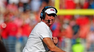Head coach Lane Kiffin of the Mississippi Rebels reacts against the Citadel Bulldogs (Getty Images via AFP) Head coach Lane Kiffin of the Mississippi Rebels reacts against the Citadel Bulldogs (Getty Images via AFP)