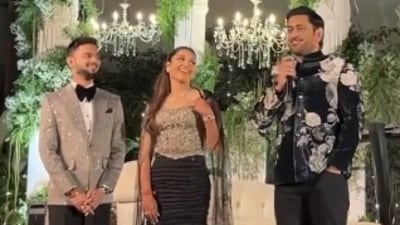 MS Dhoni's speech at a wedding went viral. (X/@ProfesorSahab) MS Dhoni's speech at a wedding went viral. (X/@ProfesorSahab)